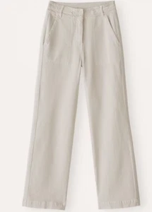 Poetry Organic Cotton Twill Straight-Leg Trousers Ecru Beige Sz 12 NWT - Picture 1 of 6