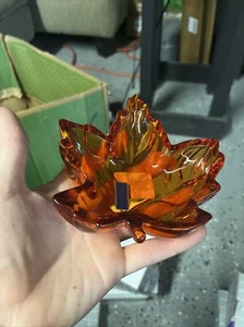 Marquis Waterford Lead Crystal Maple Leaf Dish Harvest Orange New In Box Germany - Picture 1 of 6