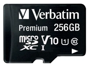 VERBATIM - Premium U1 MicroSDXC Memory Card & SD Adaptor, 256GB - Picture 1 of 3
