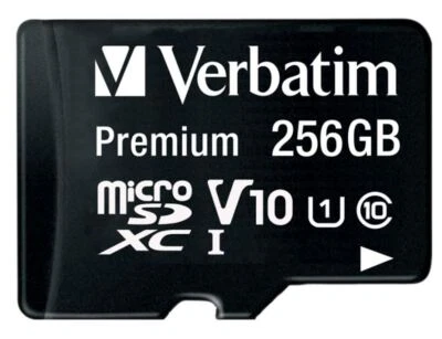 VERBATIM - Premium U1 MicroSDXC Memory Card & SD Adaptor, 256GB - Image 1 of 3
