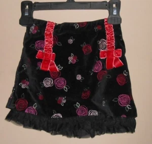 Girl's 'The Children's Place' Size 3T - Black Velvet Skirt with Flowers and Bows - Picture 1 of 3