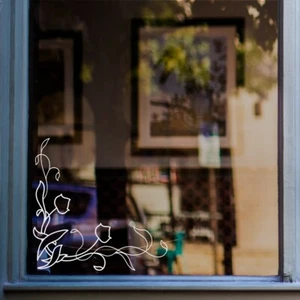 Floral Window Sticker Shop Decal Home Window Stickers Flower Decoration Vinyl - Picture 1 of 4
