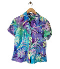 Caribbean Joe Damska duża hawajska koszula zapinana na guziki Wielokolorowa barwnik krawatowy All Over