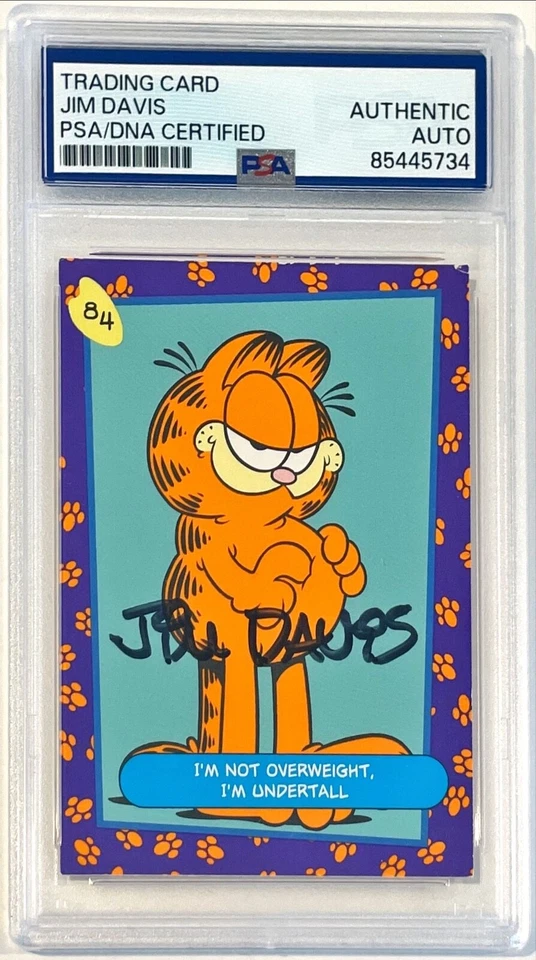 Tarjeta automática firmada por artista Skybox Jim Davis Garfield Creator 1992 #84 PSA ADN Foto 1 de 1