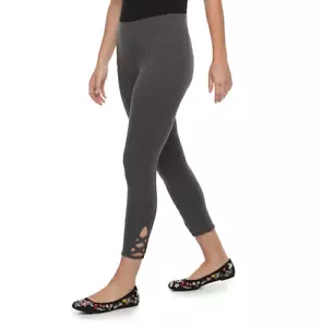 Petite SONOMA Goods for Life Crisscross Capri Leggings, Dark Grey, Black - Picture 1 of 3
