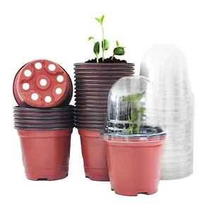RooTrimmer Plant Nursery Pots with Humidity Domes 25 Sets 4 Inch Soft Nursery... - Picture 1 of 7
