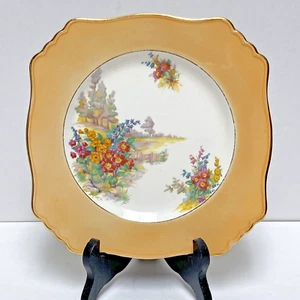 Royal Winton Grimwades Landscape Square Plate 8 5/8” Made In England Yellow & Go - Picture 1 of 7