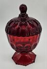 Sorelle Ruby Red Glass Lidded Pedestal Compote  Candy Bowl 9"x6"