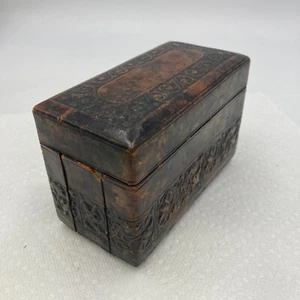 Antique Vintage Handmade Wooden Cigarette Box Folding Offset 24 slots 5x3.5x2.5" - Picture 1 of 18