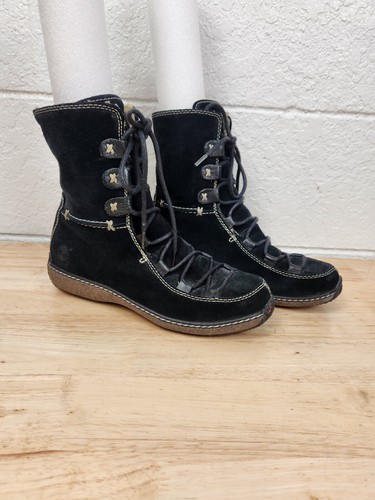 Stivaletti Timberland Reykir Ghillie neri scamosciati stringati foderati WP donna 6 5M