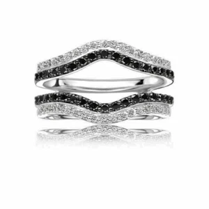 2.00 Ct Round Cut Simulated Diamond Enhancer Wedding Ring 925 Sterling Silver - Picture 1 of 6