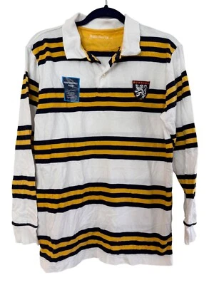Vintage Y2K High Sierra Long-Sleeve Striped rugby Polo Shirt L 14/16 White Yello - Imagem 1 de 4