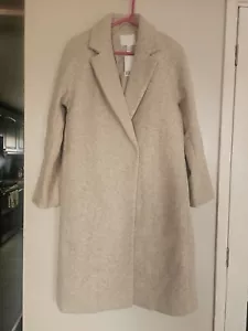 H&M Womens Double Breasted Coat Beige XS Oversized Fit Jacket RRP £54.99 - Picture 1 of 6