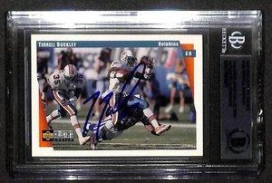 Terrell Buckley Miami Dolphins 1997 Collector's Choice #459 Signed Card BECKETT - Picture 1 of 3