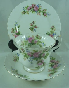 VINTAGE ESTATE  ROYAL ALBERT TEA CUP SAUCER & PLATE TRIO MOSS ROSE ST #16158 - Picture 1 of 8