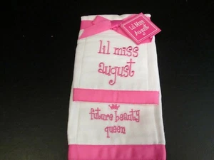 Mud Pie "Little Miss August" Burp Cloths, Set of 2, NWT - Picture 1 of 4