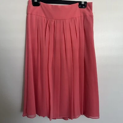 Falda Casa Blanca Mercado Negro Talla 6 Suave Plisada Midi Color Coral Nueva con Etiquetas Foto 1 de 4