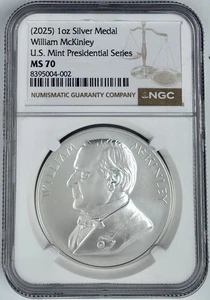 (2025) Silver Medal William McKinley US Mint Presidential Series NGC MS 70 1 Oz - Picture 1 of 2