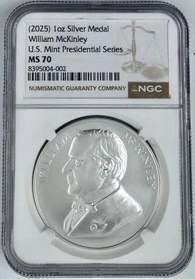 (2025) Silver Medal William McKinley US Mint Presidential Series NGC MS 70 1 Oz - Image 1 of 2
