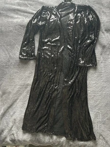 Black Sequin Kimono Size 8-10 Vintage - Picture 1 of 3