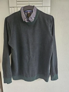 NEXT. GENTS SHERWOOD GREEN MOCK-SHIRT JUMPER LIGHTER GREEN ON CUFFS AND HEM. L - Picture 1 of 4