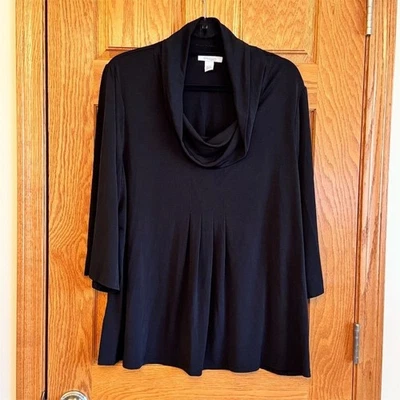 Dressbarn Woman Plus Size 18/20 2X Black Cowl Neck Tunic Top Blouse Casual - Image 1 of 4