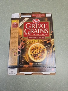 *NEW* 1990 Post Great Grains Raisin, Date, Pecan Cereal Box, NOS - Picture 1 of 3