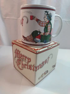 Vintage Potpourri Presse Frohe Weihnachten Kaffee Tee Becher Tasse Stricken Katze Japan - Bild 1 von 15