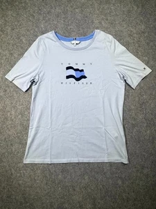 Tommy Hilfiger Flag Tee Shirt Womens Medium Blue Graphic Print Cotton Crew Neck - Picture 1 of 6