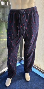 Polo Ralph Lauren Red Pony Pajama Navy Pants Lounge Sleep Flannel Cotton Men's L - Picture 1 of 3