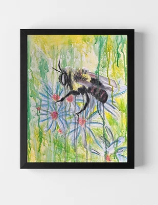 Papel de Bellas Artes GUAJARDO Original Goteo Abeja y Flores 14X17 Arte Firmado Foto 1 de 4