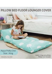 Kids Luxury Floor Pillow Bed Lounger Cover Fits 5 king Pillows Butter Fly Craze - Picture 1 of 6