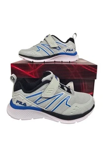Fila Boy’s Low-Cut ALLONA 3 Strap Casual Athletic Sneakers Grey/Blue SIZE 13 Y - Picture 1 of 5