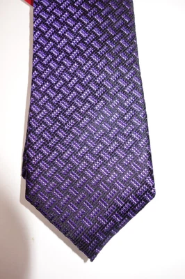 ALFANI фиолетовый и черный Бейтс геометрический 100% шелк галстук новый - Изображение 1 из 2