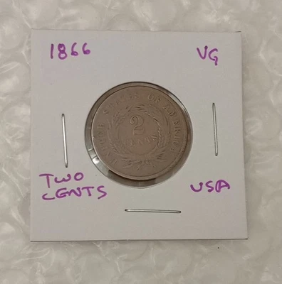 USA Two Cents 1866~* VG - Image 1 of 4