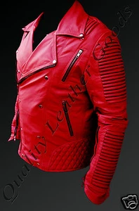 PREMIUM HERREN 80ER VINTAGE LEDER LEDER JACKE BIKER GESTEPPT WATTIERT ROCK PUNK - Bild 1 von 5