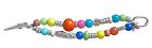 Lucky Brand Bracelet BoHo Multicolor Beads Roach Clip Fastener Silver Tone nov23