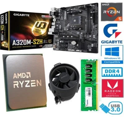 AMD RYZEN 5 3400GE BUNDLE - GIGABYTE A320M-S2H MOTHERBOARD - 8GB RAM - Image 1 of 4