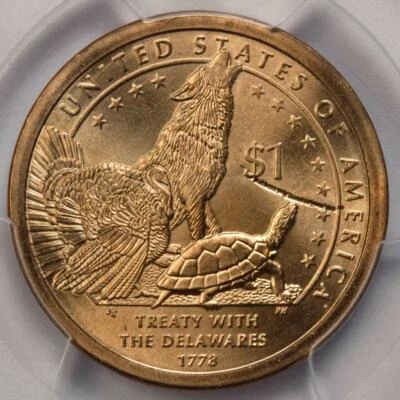 2013 PCGS MS67 Struck Thru Treaty With The Delawares Dollar Mint Error Unique - Image 1 of 4