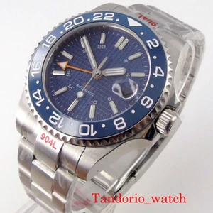 Bliger 40mm Blue Dial Sapphire Glass GMT Automatic Men Watch Screw Dow Crown - Picture 1 of 19