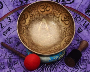 Lord Shiva Carved singing bowl-12 inches Diameter-30 Cm-Fine art-7 chakra Heal - Picture 1 of 10