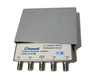 Weather Cover DiSEqC Switch 4x1 PANSAT OUTDOOR FTA Satellite BRAND NEW! - Picture 1 of 5