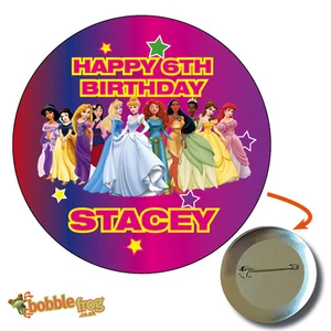 75 mm ALLES GLÜCKLICHE GEBURTSTAG PRINZESSIN PARTY ABZEICHEN GROSSE PERSONALISIERTE ABZEICHEN 687 - Bild 1 von 3