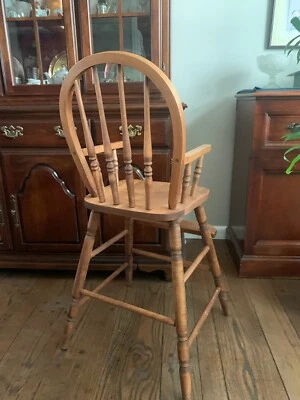 Antique Solid Wood Child High Chair - Image 1 of 3