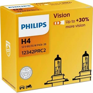 Philips Vision DuoPack H4 Halogen bis zu 30% mehr Licht 60/55W 12V Autolampen - Afbeelding 1 van 1