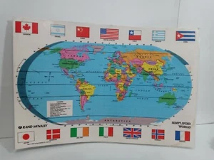 Rand McNally Laminado 1993 Simplificado Mapa del Mundo Atlas Tierra OldPaperMaps.com - Imagen 1 de 3