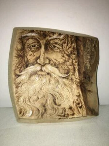 Christine Garner 2009 Original Wood Burned Art Sculpture Man Wall Hanging Mixed - Picture 1 of 6