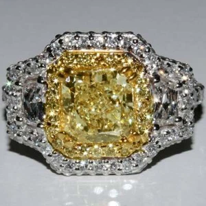 Classic Radiant & Round Cut Citrine With Fancy Shape CZ 3.05TCW Gorgeous Ring - Picture 1 of 9