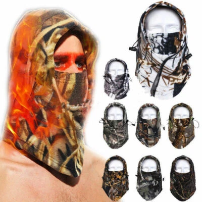 Men Women Winter Camo Fleece Balaclava Hat Ski Hunting Neck Face Mask Hood Cap - Image 1 of 4