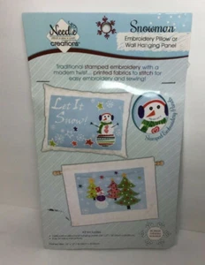 Snowman Let It Snow Christmas Embroidery Pillow/Wall Hanging Pre-Stamped Panels - Picture 1 of 7